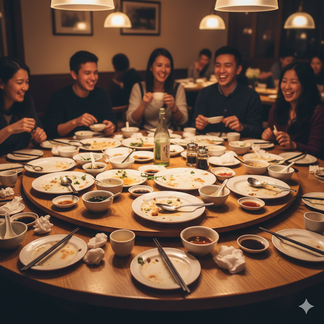 large family at table